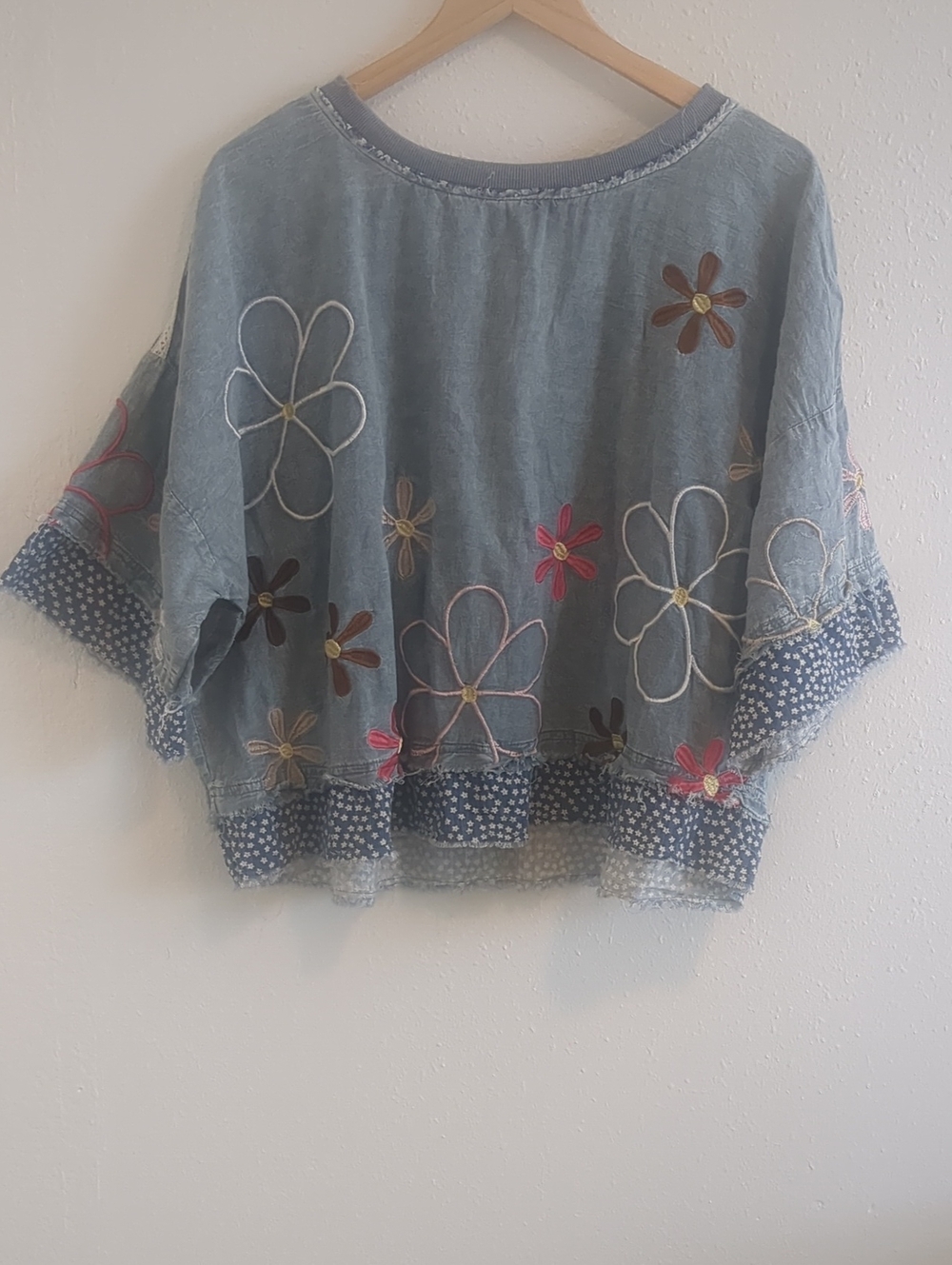 Oli & Hali Light Blue Embroidered Floral Boxy Tunic